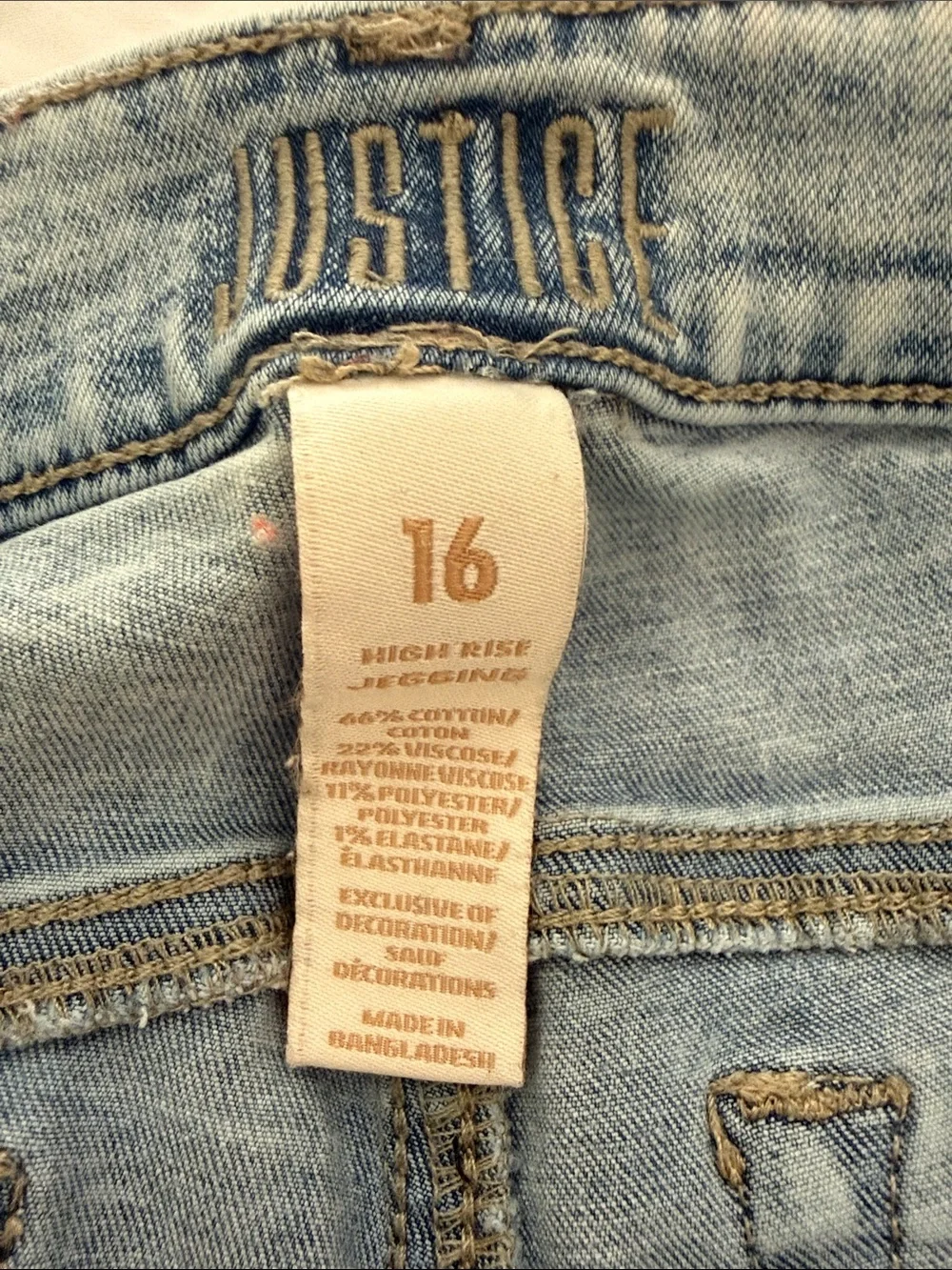 Justice Light Wash Skinny Jeans - Pale Blue
